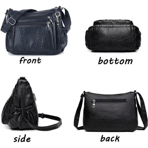 Black Crossbody Bags Pocketbooks Soft PU Leather Purses and‎ Handbags for Women - Picture 4 of 6